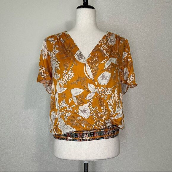 Anthropologie Tiny Floral Surplice Blouse Top - Picture 2 of 12